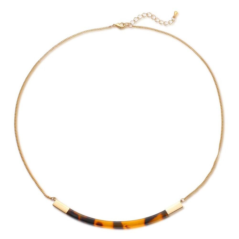 Tortoise Shell Resin Pendant Necklace Thin Chain Minimal Chic Y2K